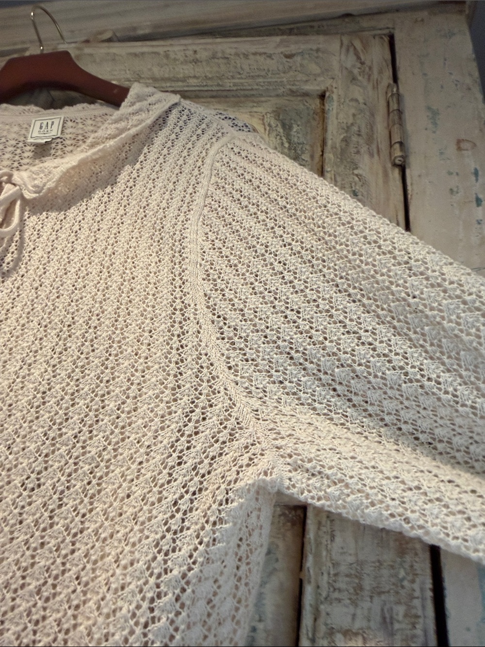 NWOT GAPxDOEN Linen-Blend Pointelle Cardigan  /Chino Beige, XL/ - Picture 6 of 12